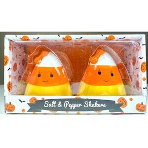 Transpac Little Village  Halloween Fall Candy Corn Salt & Pepper Shaker Set